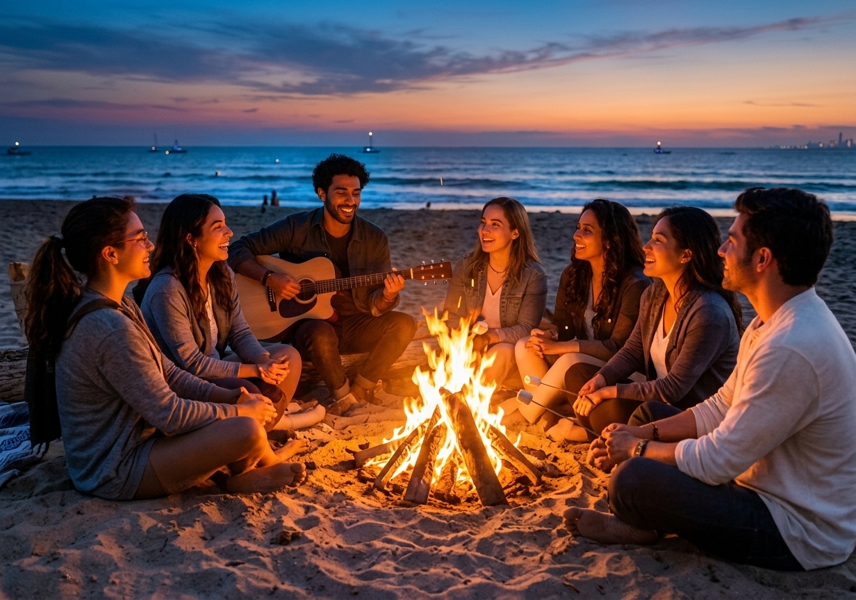 Beach bonfire